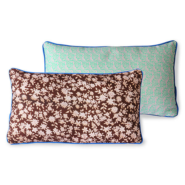 Brown Green Printed Rectangular Accent Pillow