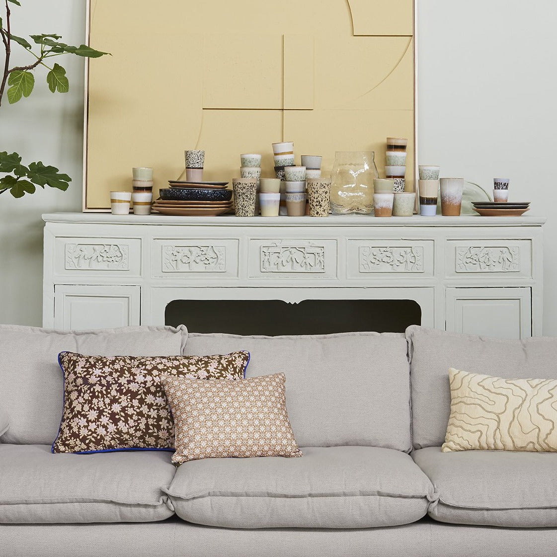Brown Green Printed Rectangular Accent Pillow - Image 4