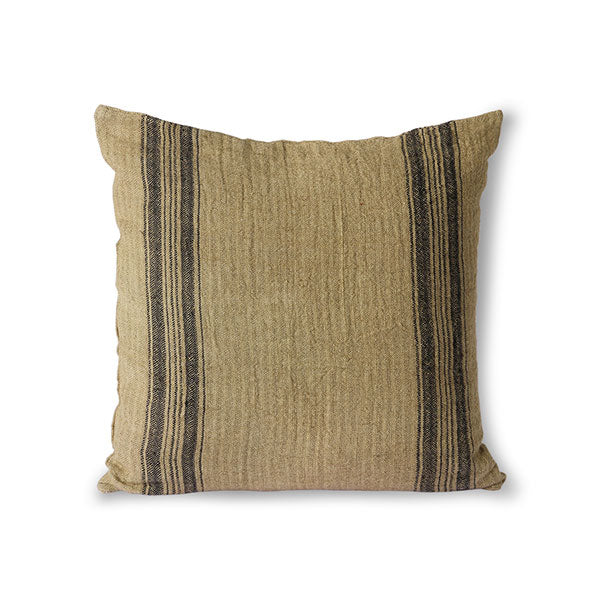 Dark Beige Charcoal Linen Accent Pillow