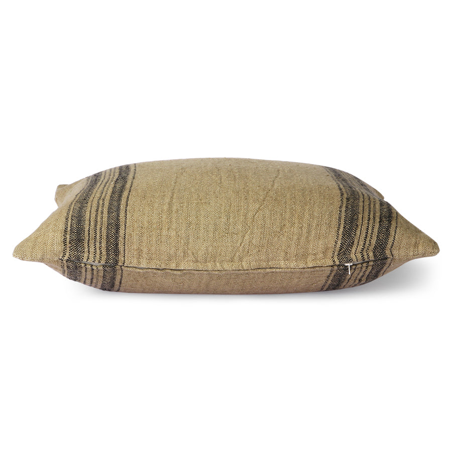 Dark Beige Charcoal Linen Accent Pillow - Image 2