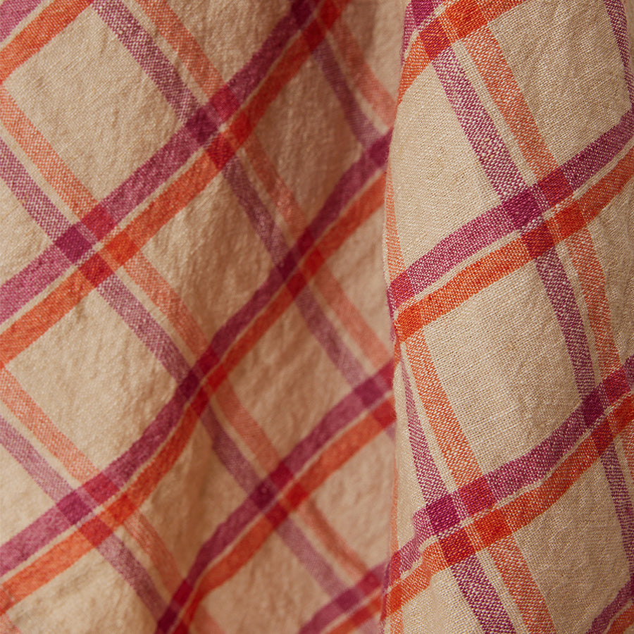 Strawberry Cream Plaid Linen Tea Towel - Image 3