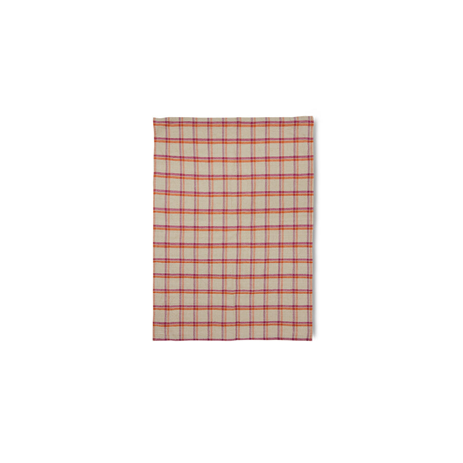 Strawberry Cream Plaid Linen Tea Towel - Image 2