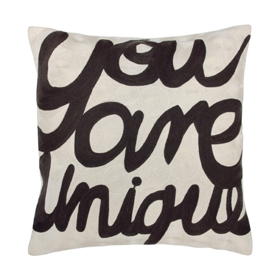 Hand Embroidered Unique Quote Throw Pillow